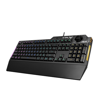 ASUS TUF Gaming K1 RGB Keyboard with dedicated volume knob, spill-resistance, side light bar and Armoury Crate