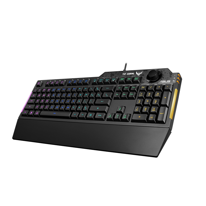 ASUS TUF Gaming K1 RGB Keyboard with dedicated volume knob, spill-resistance, side light bar and Armoury Crate