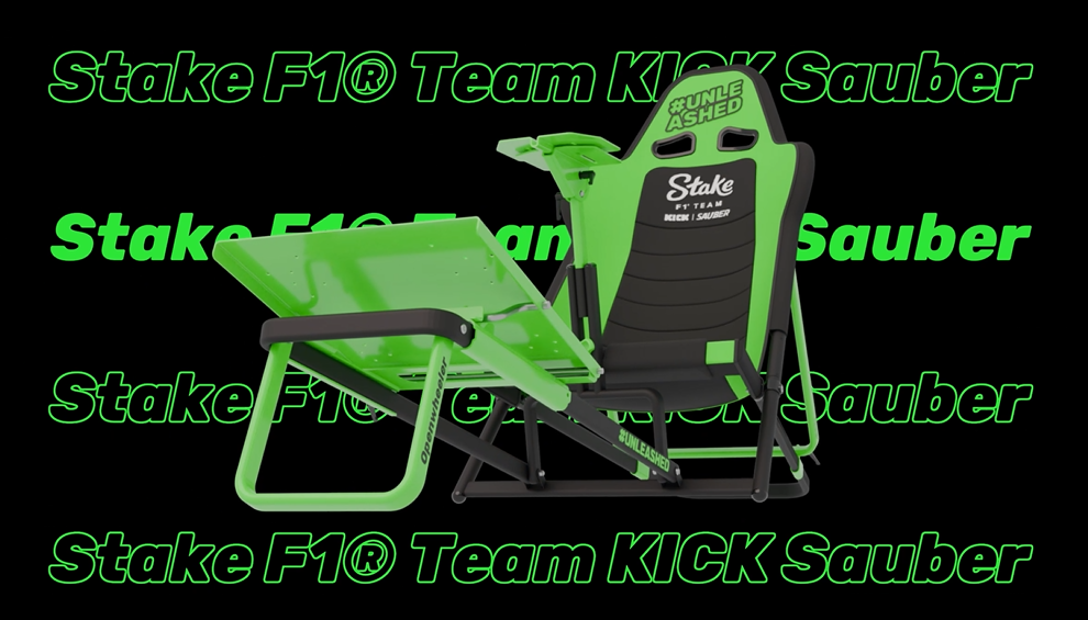 Load video: GTA Compact V2 Stake F1® Team KICK Sauber Foldable Racing Simulator