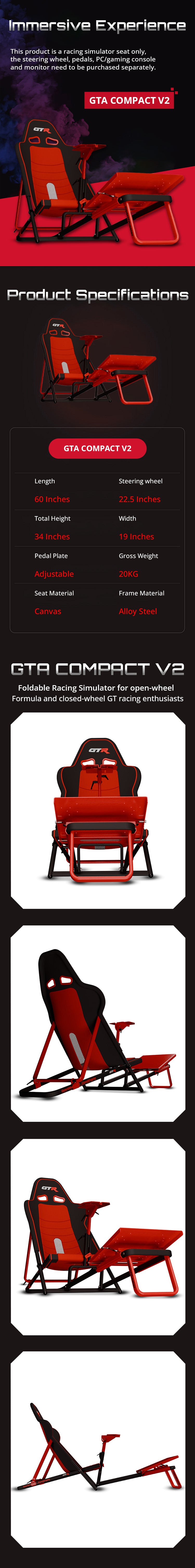 Racing Simulator Seat Only | PC/Gaming Console
