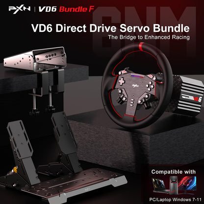 computer steering wheel and pedals PXN VD6 Racing Wheel Bundle with Pedals and Clutch Set