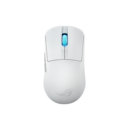 A top-down view of the Moonlight White ROG Harpe Ace Mini