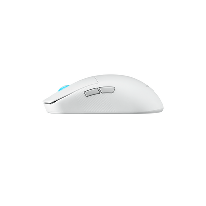 A side view of the Moonlight White ROG Harpe Ace Mini
