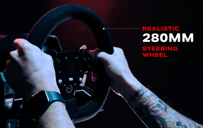 RS30’s Realistic 280mm Steering Wheel