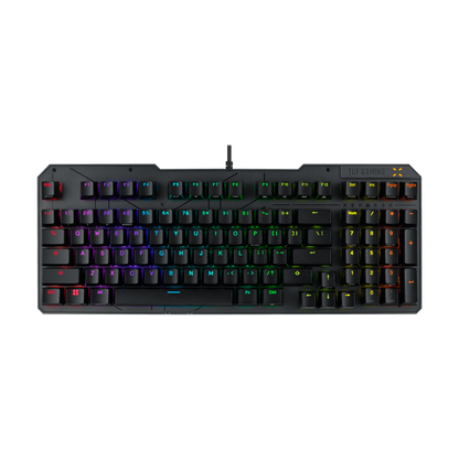 ASUS TUF Gaming K3 Gen II product photo — TUF Gaming K3 Gen II keyboard front view with detachable cover removed