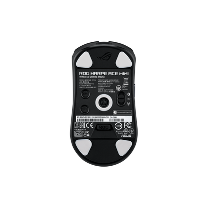 ASUS ROG Harpe Ace Mini product photo — The bottom view of the black ROG Harpe Ace Mini