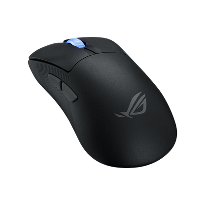 ASUS ROG Keris II Ace product photo — ROG Keris II Ace –angled view from the left with the mouse lying flatter forward