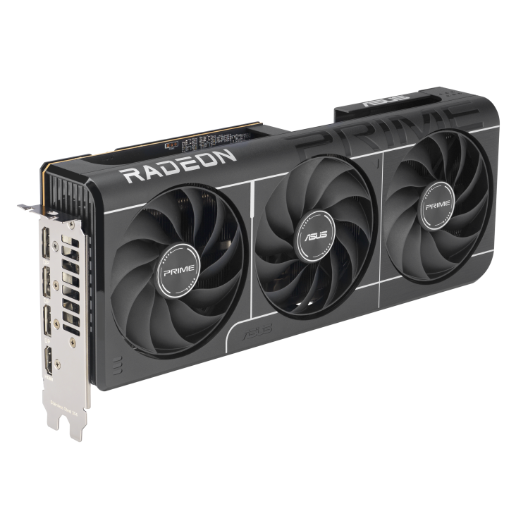 ASUS Prime Radeon™ RX 9070 EVO OC Edition 16GB GDDR6 product image — PRIME-RX9070-EVO_top down view focus IO