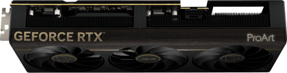 ASUS ProArt GeForce RTX™ 5080 16GB GDDR7 product image — ProArt GeForce RTX 5080 card, angled top down view showing slot design with lighting