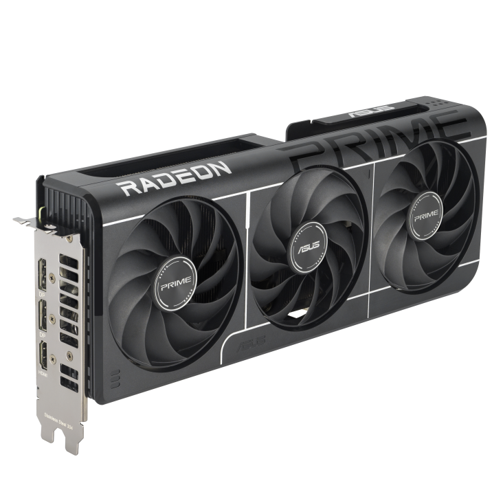 ASUS Prime Radeon™ RX 9060 XT 8GB GDDR6 OC Edition product image — PRIME-RX9060XT_top down view focus IO