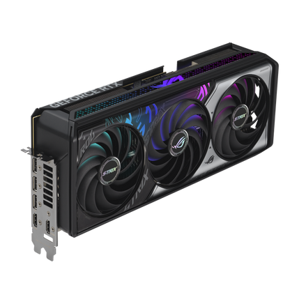 ASUS ROG Strix GeForce RTX™ 5070 Ti 16GB GDDR7 OC Edition product image — ROG-STRIX-RTX5070TI-O16G-GAMING_top down view focus IO