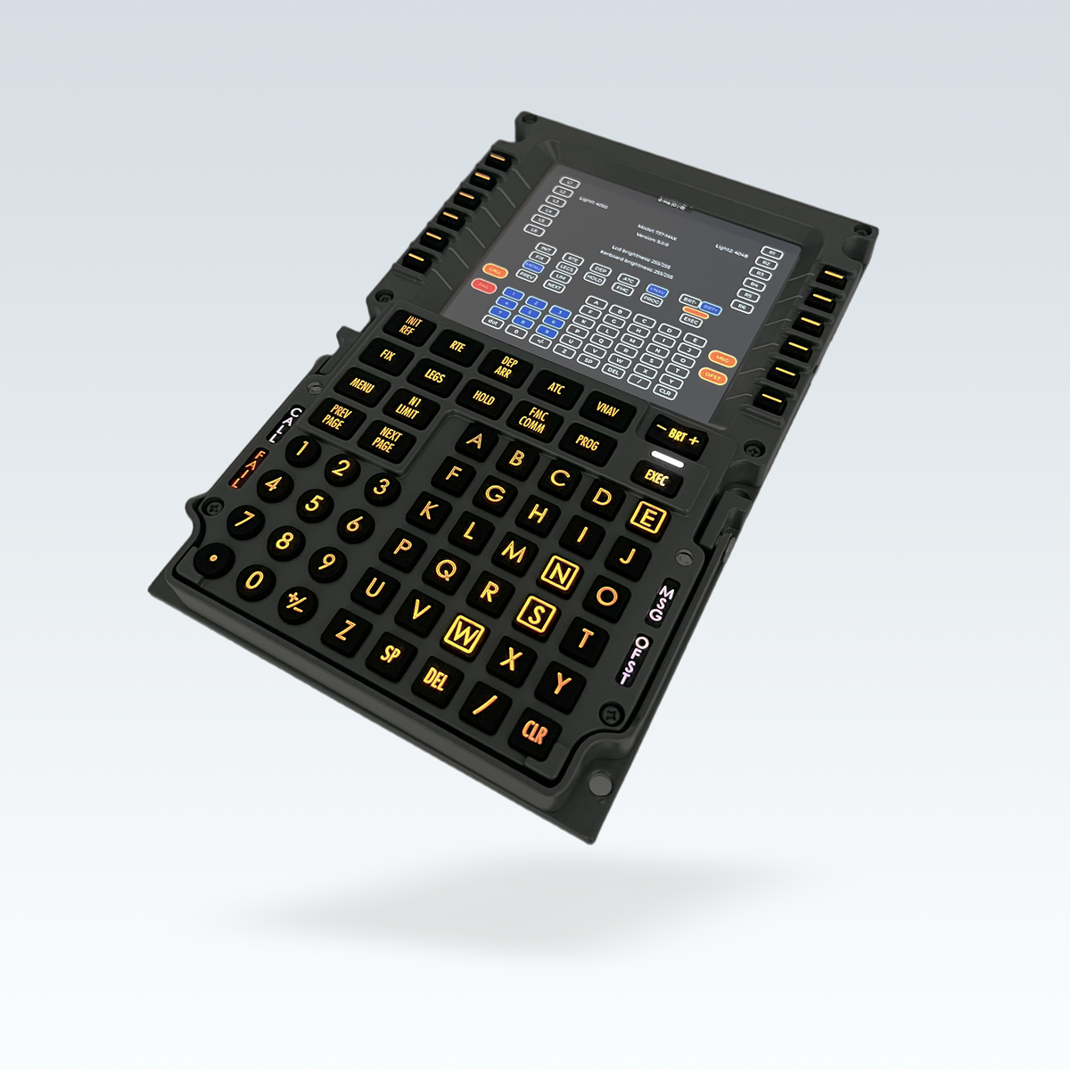 GTR Simulator CS 737M CDU v2 Boeing 737 MAX Control Display Unit illuminated display view